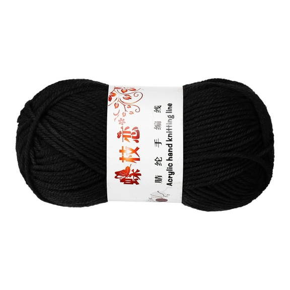 1PCS Crocheting Yarn,Black 4 Ply Acrylic Yarn 50g,98 Yards