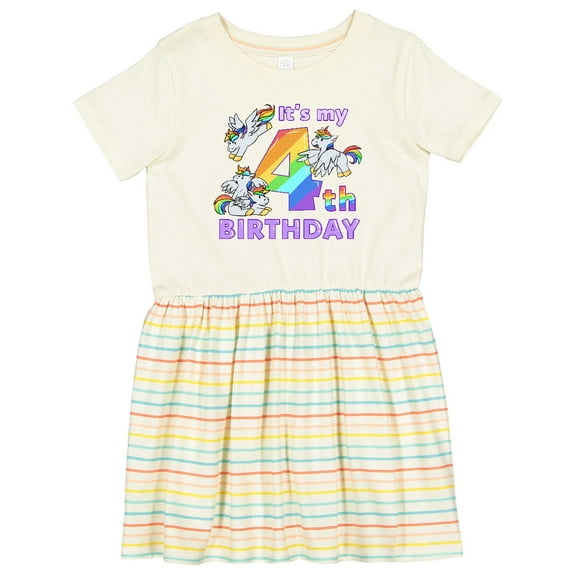 Inktastic It's My 4th Birthday Unicorn Girls Toddler Dress