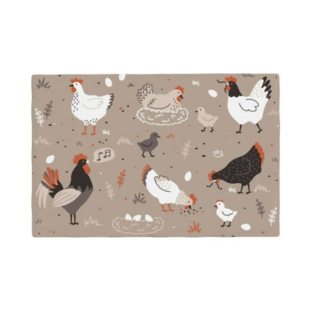 

Placemats Set of 4 Chicken Place mats for Dining Table Indoor/Outdoor Cute Heat Resistant Washable Table Mats(18 x 12 )