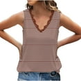 thumbnail image 4 of Summer Tank Tops Womens Striped Lace Trim V Neck Tunic Tee Shirts Dressy Casual Sleeveless Tanks Blouses (XL, Watermelon Red), 4 of 7