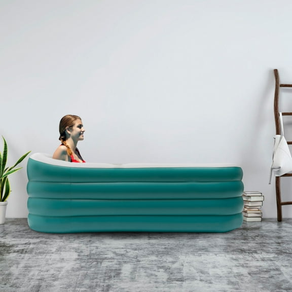 Miumaeov Inflatable Bathtub Shower Bath Basin Kit PVC Portable Bathtub with Electric Air Pump Water Bag Air Pillow Foldable and Freestanding SPA Bathtub