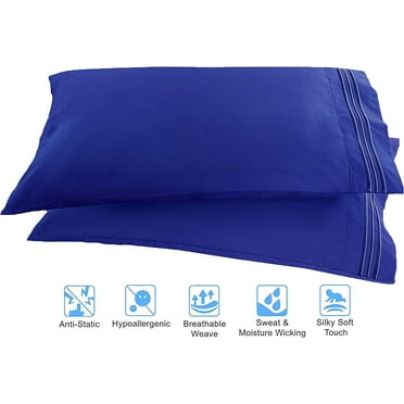 1500 Thread Count Wrinkle & Fade Resistant Egyptian Quality 4-Piece Bed Sheet Set Ultra Soft Luxurious Set Includes Flat Sheet, Fitted Sheet and 2 Pillowcases, Full, Brilliant Blue