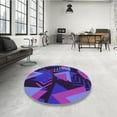thumbnail image 3 of Ahgly Company Indoor Round Patterned Indigo Purple Area Rugs, 7' Round, 3 of 6