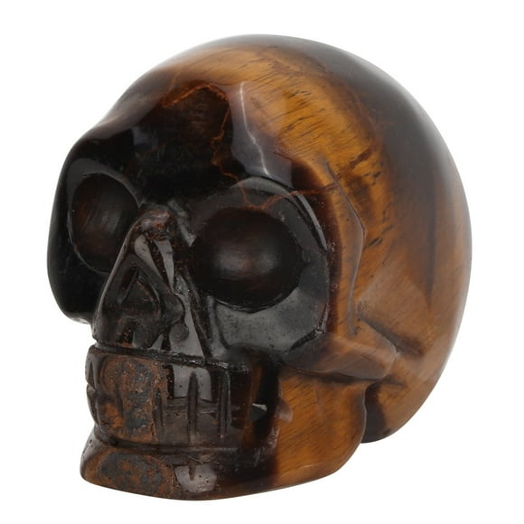 Natural Crystal Skull Semi precious Fine Carved Innovative Ghost Head Stone(Tiger-eye Stone)