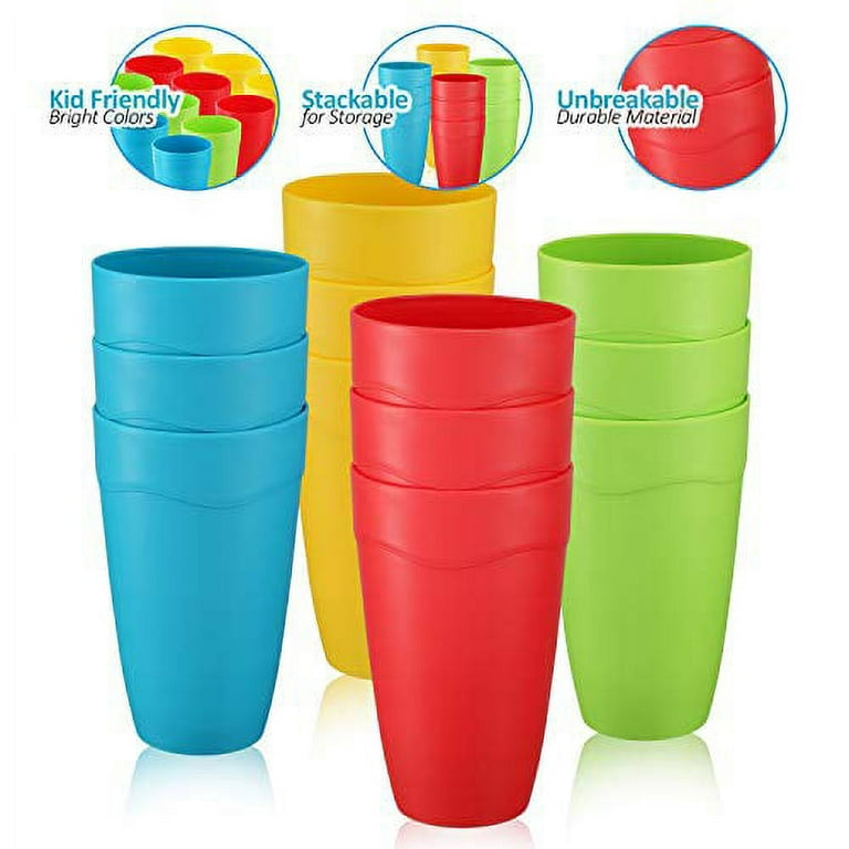 6.5 Ounce Kids Cups, 12 Pack Kids Plastic Cups in 12 Assorted Colors, 6.5  Ounce Kids Drinking Cups, Toddler Cups, Cups for Kids Toddlers, Unbreakable Toddler  Cups by Casewin 
