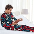 thumbnail image 4 of Mens Pajamas Set, geometric elements Button Down Long Sleeve Loungewear Sleepwear Pjs sets for Men, 4 of 5