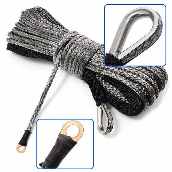 GOOHOCHY Synthetic Winch Rope Blue Fastness Winch Cable for Winches ATV UTV SUV Vehicle Truck (15M 6mm)