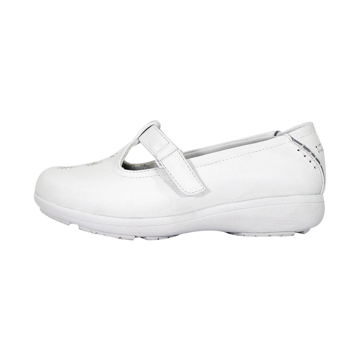 24 HOUR COMFORT Lily 2 Women's Wide Width T-Strap Leather Shoes WHITE 10.5