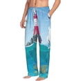 thumbnail image 2 of Uemuo Lighthouse Sea Port Pattern Men's Wide Leg Palazzo Lounge Pants with Pockets Light Weight Loose Comfy Casual Pajama Pants-X-Large, 2 of 9