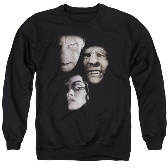 Trevco HP8010-AS-4 Harry Potter & Villian Heads Adult Crewneck Sweatshirt, Black - Extra Large