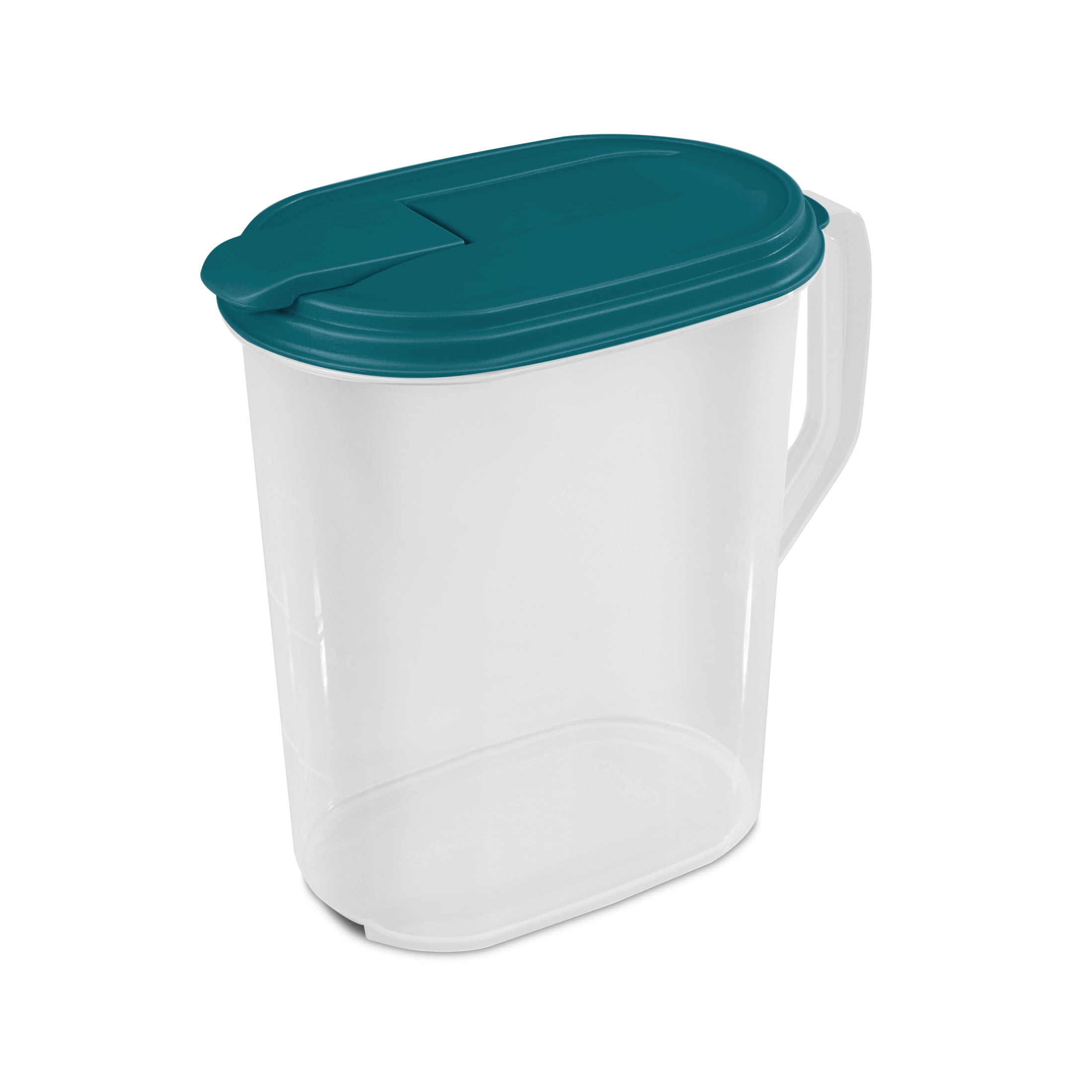 (2 pack) Mainstays 1 Gallon Oval Pitcher, Freezer- and Dishwasher-Safe, Durable Food-Safe Plastic, BPA-Free, Teal Lid