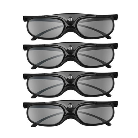3D Glasses, 144Hz Rechargeable DLP-Link 3D Active Shutter Glasses for All 3D DLP Projectors, Compatible with Optoma, Samsung, BenQ, Dell, Mitsubishi, Acer, Vivitek, NEC, Sharp (Black-4Pack)