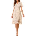 thumbnail image 2 of Allegra K Women's Chiffon Ruffled V Neck Vintage Floral Midi Dress, 2 of 5