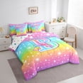 thumbnail image 3 of Homewish Initial B Letter Bedding Comforter Set 7pcs for Kids, Kawaii Stars Love Heart King Bedding Sets, Dreamy Rainbow Reversible Bed Sheets, Breathable Home Decor, 3 of 7