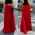 thumbnail image 3 of Joernso Elastic High Waist Pleated Skirt Women Solid Color Large Hem A-Line Long Skirt Work Leisure Skirt Streetwear, 3 of 7