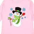 thumbnail image 4 of Inktastic Christmas Snowman in Top Hat with Candy Cane Boys or Girls Long Sleeve Toddler T-Shirt, 4 of 5