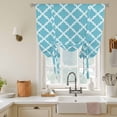 thumbnail image 2 of Tie Up Curtains for Windows Moroccan Pattern Valance Adjustable Balloon Curtain Blue Geometric Trellis Tie Up Shades for Kitchen Living Room Bedroom Privacy Curtain Drape 34x45 Inch, 2 of 9