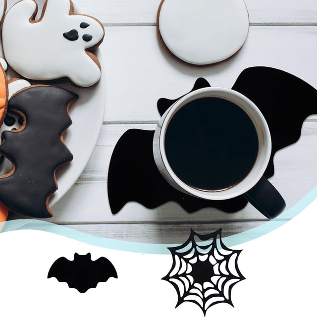 Posavasos de Poliéster Antideslizante y Resistente Al Calor con Diseño de Telaraña Negra para Fiestas de Halloween | 1 Unidad | 15 X 9 X 1 Cm | Decoración Festiva