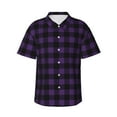 thumbnail image 2 of Picia Purple Black Plaid Gentle Cotton Regular Fit Short Sleeve Casual Hawaiian Shirt for Men-Medium, 2 of 9
