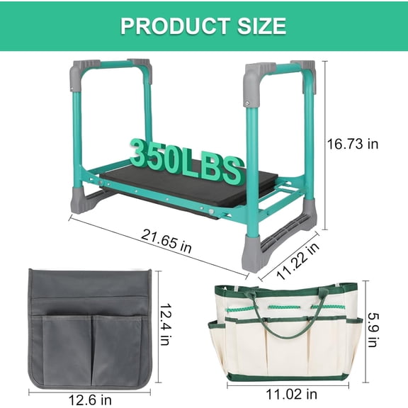 Garden Kneeler and Seat, 2-in-1 Foldable Bench with EVA Pad for Gardening
