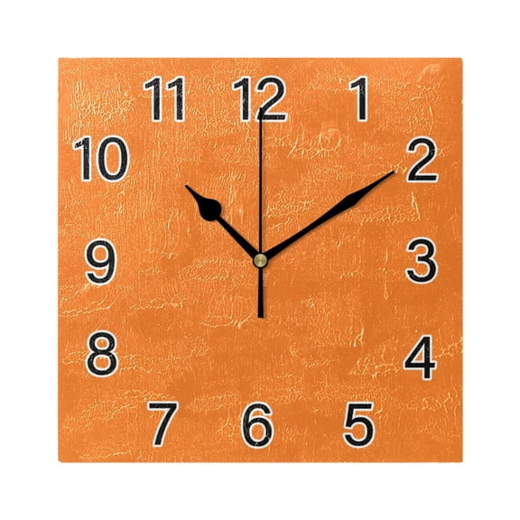 Ryvnso Orange Color Wall Clock Square Silent Non-Ticking Battery Operated 7.78"