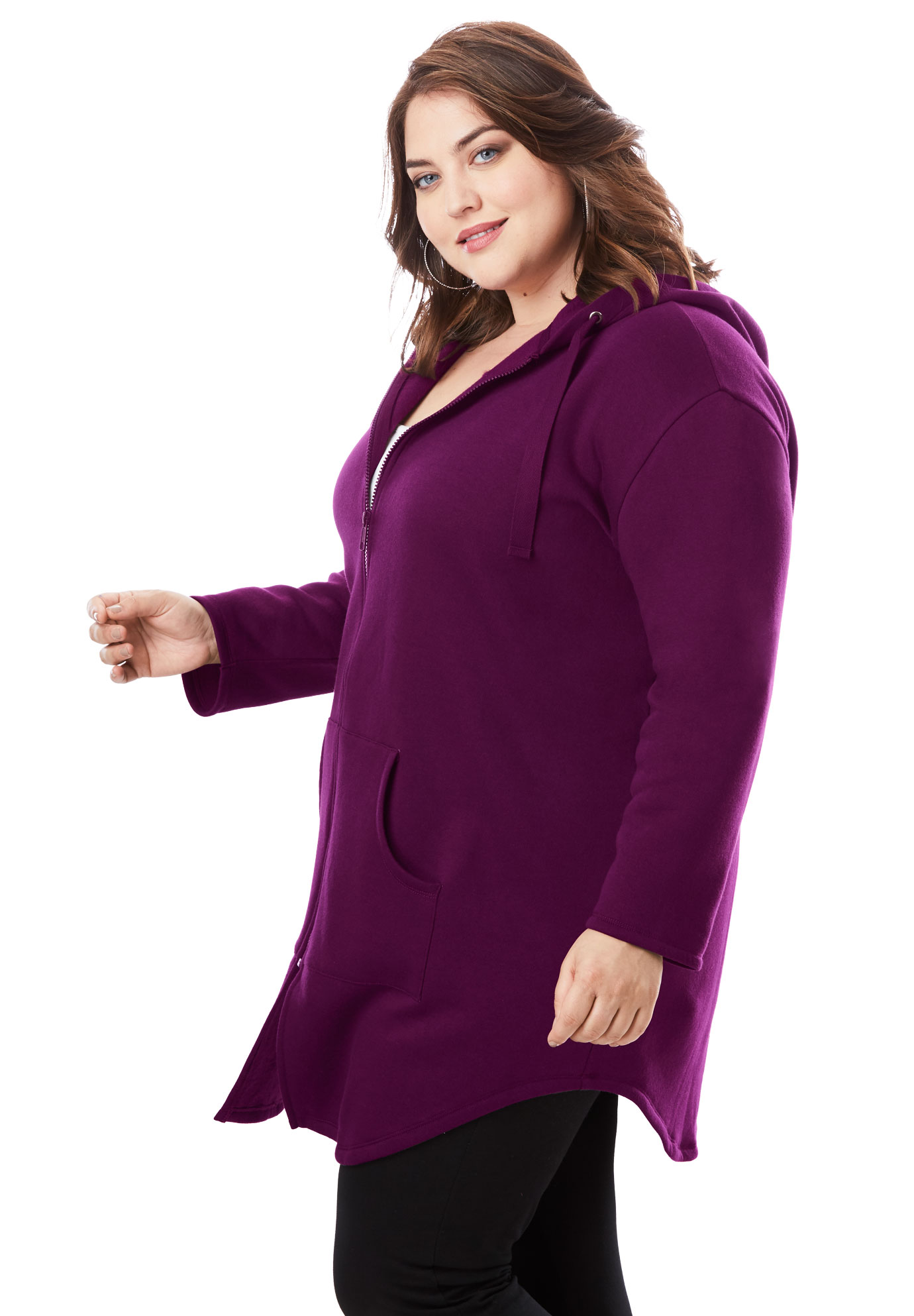 Roamans Womens Plus Size Fleece Zip Hoodie Jacket