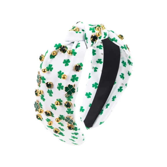 St Patrick's Day Headb ands Green Shamrock Knotted Hair B ands for Women Girls, Wide Top Knot Irish Day Parade Party Decoration Hair Hoop
