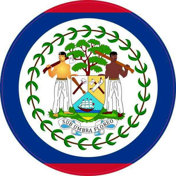 4in x 4in Round Belize Flag Sticker Vinyl Vehicle Decal Travel Stickers