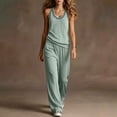 thumbnail image 5 of PRINxy Women Multi Pocket Daily Two Piece Set Summer Sleeveless V Neck Vest High Waist Wide Leg Pants Travel Home Comfortable Leisure Outfit Blue XL, 5 of 7
