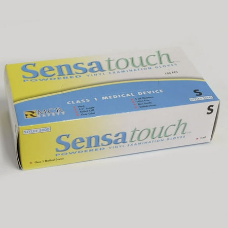 SensaTouch MCR Powdered Vinyl Examination Gloves Small - 100 Count (Pack of