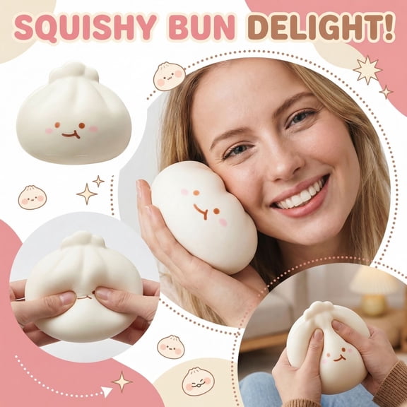 2026 Edition Jumbo Kawaii Baozi Squeeze, High-Quality Silicone Stress Relief - Giant Dim Sum Fidget, Hand-Pinching Sensory Toys, Soft Squeeze Decompression Dough for Adults