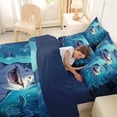 thumbnail image 4 of Feelyou Cartoon Kawaii Shark Twin Bedding Sets for Kids Boys Girls, Mystic Undersea Reef Animal Bedding Comforter Set, Blue, Blue Reversible, 7pcs, 4 of 7
