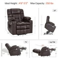 thumbnail image 6 of Lay Flat Dual Motor Power Lift Recliner with Massage and Heat for Petite Elderly, Infinite Position Lift Chair, Faux Leather (Small-Regular, Dark Brown), 6 of 10