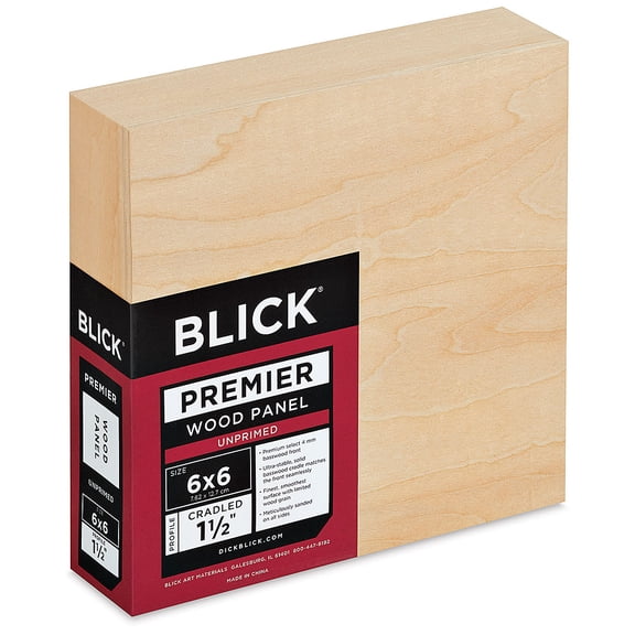 Blick Premier Wood Panel - 6" x 6", 1-1/2" Gallery Profile, Cradled