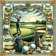 thumbnail image 6 of Ambesonne Golf Themed Duvet Cover Set, Classicism Painting, King, Fern Green Blue and Mustard, 6 of 6