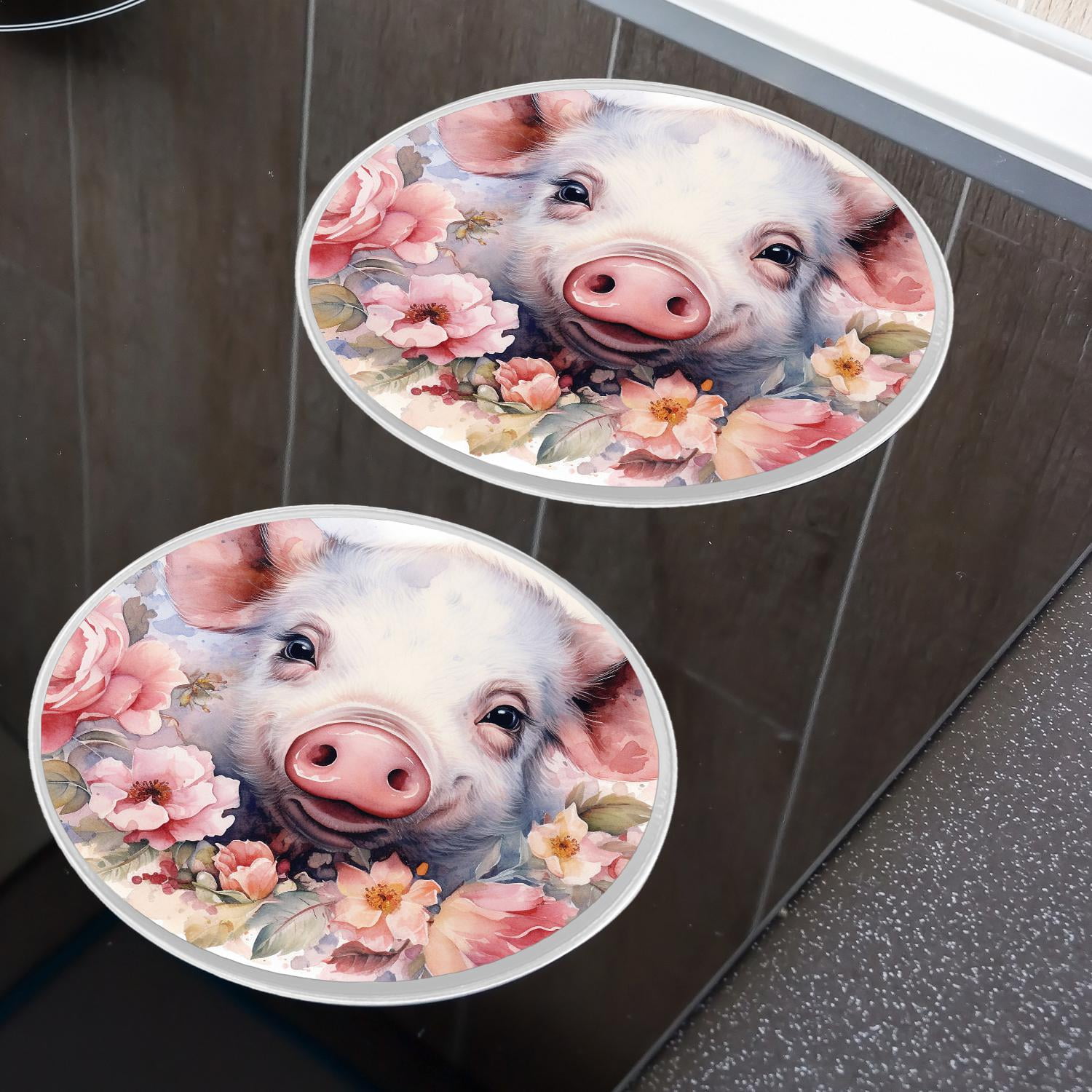 Stove Burner Covers 4 Pcs for ,Pink Pig drawing, Round Gas Stove Burner Cover 8Inch And 10Inch