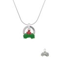 thumbnail image 2 of Delight Jewelry Silvertone Christmas Holly & Red Crystal Berries Hockey Ring Charm Necklace, 18", 2 of 4