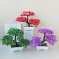 thumbnail image 5 of Girlsshop Artificial Flower Plastic Plant Mini Bonsai Welcoming Pine Home Wedding Decor,Pink, 5 of 9