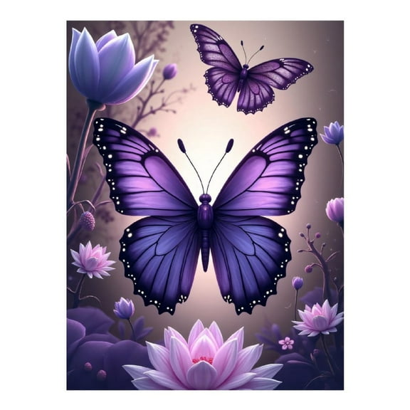 Diamond Art Kit for Adults, Classic Butterfly Purple Print No.460 Diamond Painting for Adults Beginners, 5D DIY Diamond Art Painting Kits, Colorful Diamond Painting Craft for Home Decor 12x16