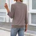 thumbnail image 4 of Polo Shirts for Women Collared V Neck Banded Bottom Long Sleeve Basic Knit Pullover Blouses Light Brown 2XL, 4 of 7