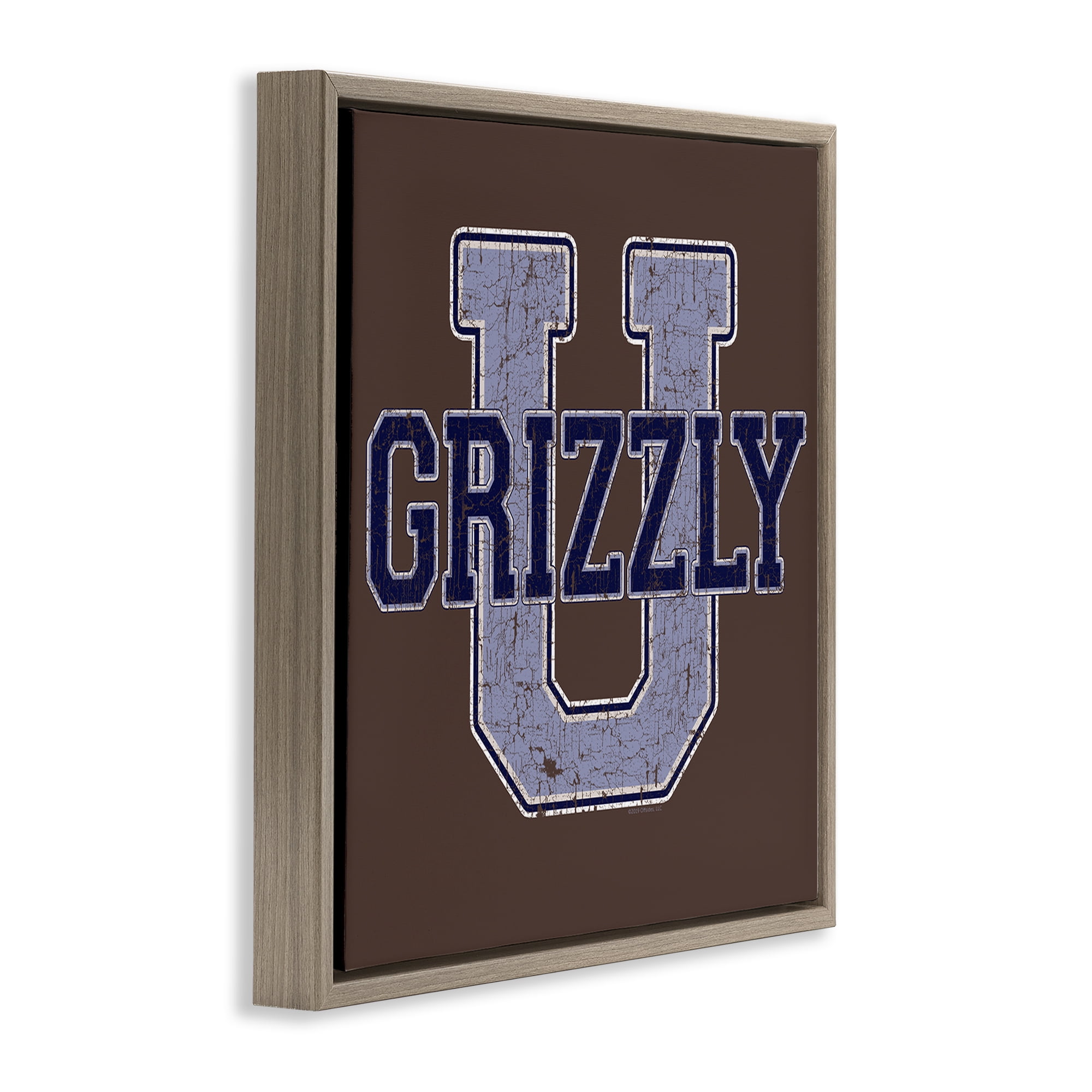 Stupell Industries Grizzly U College University Novelty & Humor Painting Brown Floater Framed Canvas Art Print Wall Art, 18 x 18
