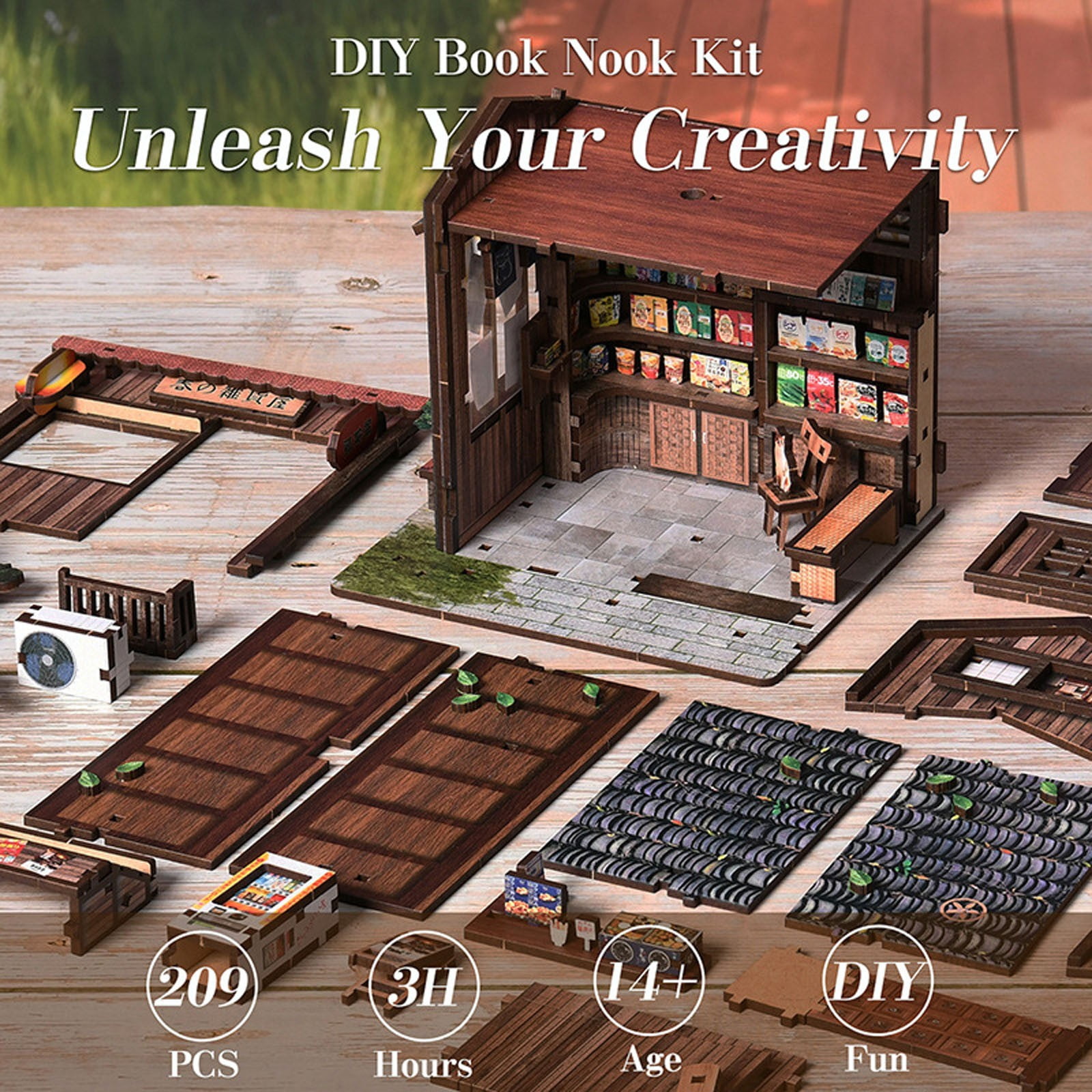 DIY Miniature Dollhouse Kit, Model Craft Kit for Adults, Great Handmade Gift for Birthday Christmas Day, Japanese Villa Courtyard