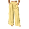 thumbnail image 6 of ThriftyPlait Womens Plus Size Baggy Pants Cotton Ruched Casual Flowy Pants Loose Fit High Rise Pants Drawstring Wide Leg Elastic Waist Trousers, 6 of 7