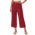 thumbnail image 5 of felwors Capri Women Wide Leg Trendy High Waisted Baggy Straight Casual Summer Stretch Denim Capris Pants Red for Size M, 5 of 5