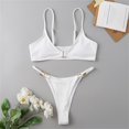 thumbnail image 3 of Women Sexy Anti-strip Solid Color Cut Out High Cut Lace Up Two Piece Bikini Set, 3 of 6