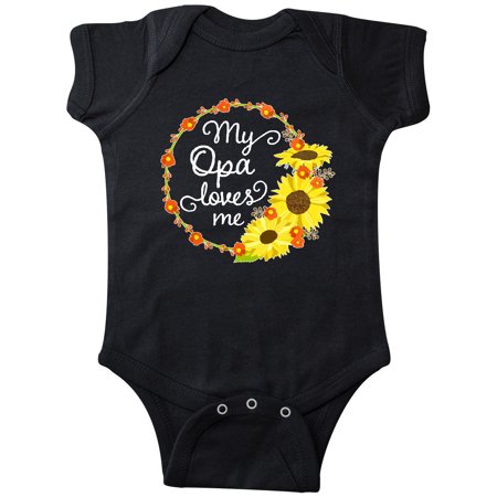 

Inktastic My Opa Loves Me with Sunflower Wreath Gift Baby Boy or Baby Girl Bodysuit