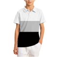 thumbnail image 2 of Muscularfit Golf Shirts Boys T Shirts Boys School Uniform Polo Little Boys & Big Boys Tshirts White Short Sleeve Graphic Tees Henley First Day of First Grade Shirt,5-6 Years, 2 of 8