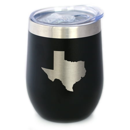 

Texas State Map - Insulated Wine Tumbler with Sliding Lid - Texan Gifts - Black 12oz