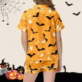 thumbnail image 4 of Gelikeya Tween Pajamas 10-12 Halloween Pajamas Button Down Shirts Shorts 2pc Outfits Halloween Nighie Gifts Teen Girl Clothes 2-13Y (Orange, 10-11 Years), 4 of 5