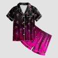 thumbnail image 5 of Cathalem Girls Silk Satin Pajamas Short Sleeve PJS Shorts Set Soft Button Down Sleepwear 2 Loungewear S 2 Loungewear S Hot Pink 8-9 Years, 5 of 5